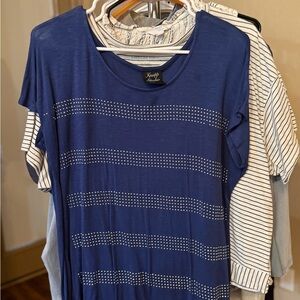Blue Striped Knit Top